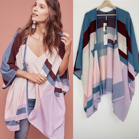 Anthropologie Geometric Poncho Cardigan Sweater - Picture 4 of 8